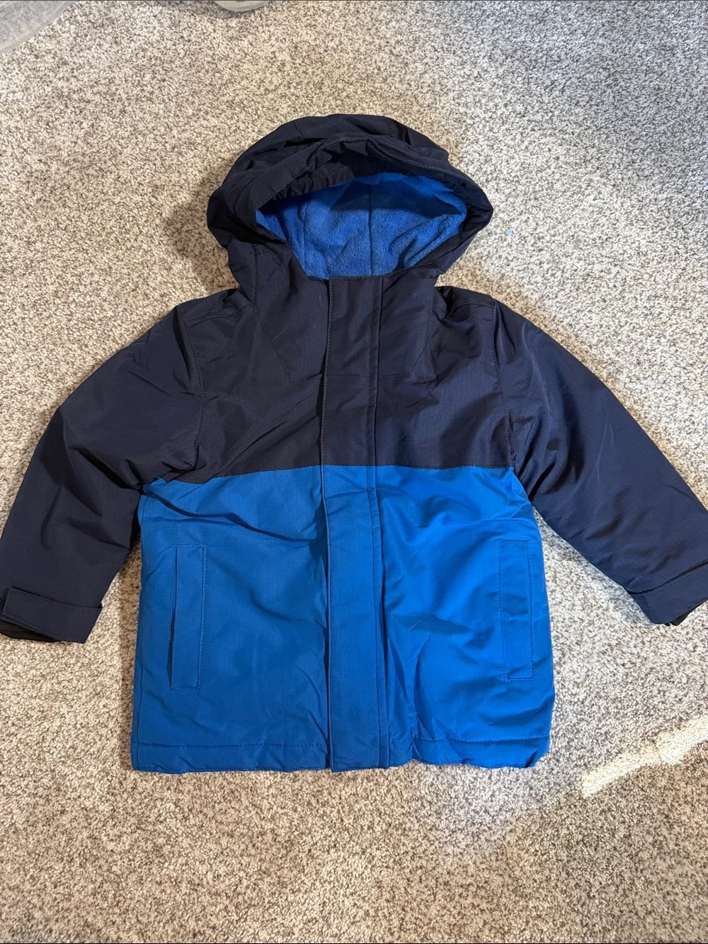 The Children's Place Navy and Bright Blue Hooded Puffer Jacket